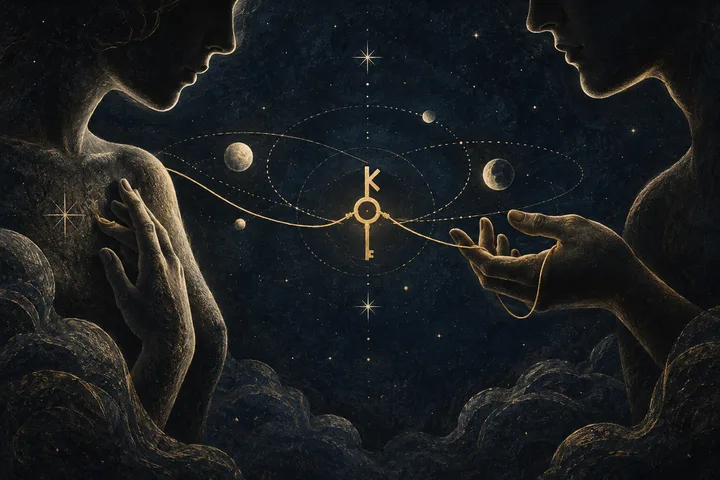 Editorial illustration accompanying: What does Chiron in synastry describe when one person feels exposed around the other?