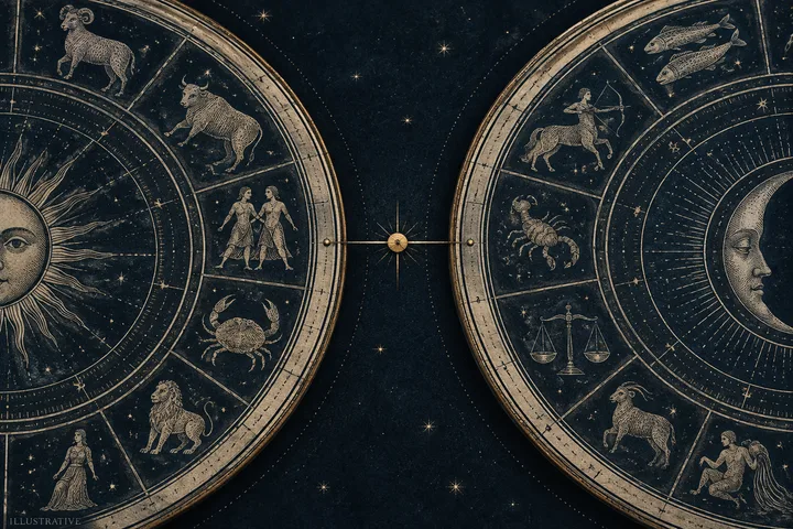 Illustrative editorial image of translating a synastry contact into an observable relationship question.