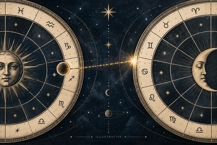 Editorial illustration accompanying: How can a house cusp contact matter when no planet-to-planet synastry aspect is close?