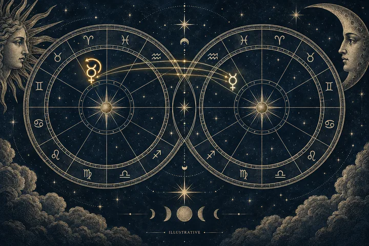 Editorial illustration accompanying: How should you interpret a retrograde personal planet in synastry?
