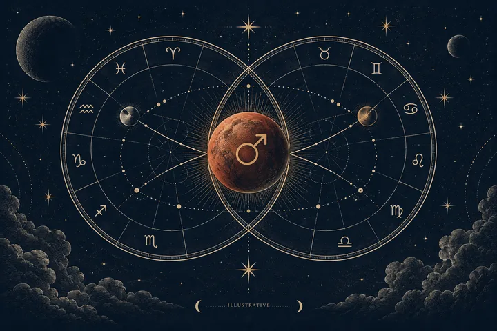 Editorial illustration accompanying: What can a Mars contact show about conflict pace without predicting who will win?