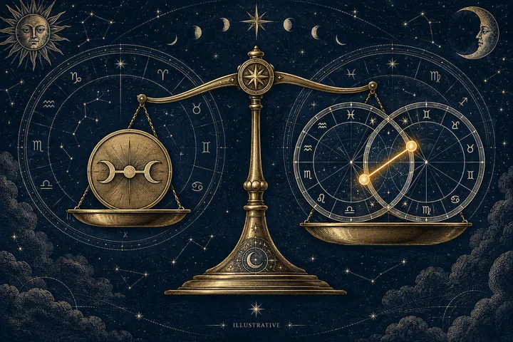 Editorial illustration accompanying: How should readers rank a midpoint hit against a close major synastry aspect?