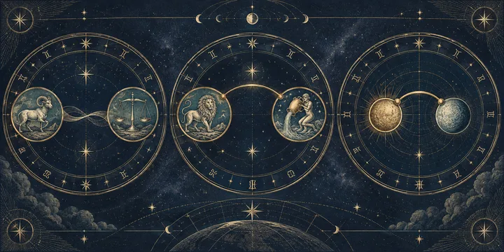 Three engraved paired-chart studies progress from a faint reciprocal thread to a visible arc and finally a precise brass planetary contact.