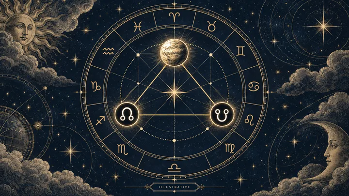 Editorial illustration accompanying: How should you read an aspect involving a lunar node differently from one involving a planet?