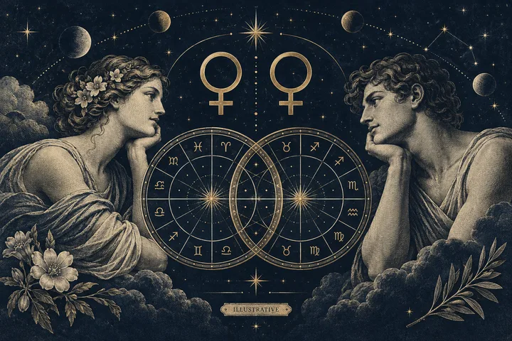 Editorial illustration accompanying: What can a Venus placement comparison contribute to a conversation about appreciation?