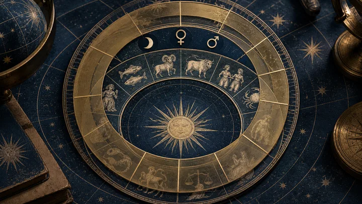 Editorial illustration accompanying: Why can a house overlay change while the Moon, Venus, and Mars signs stay the same?